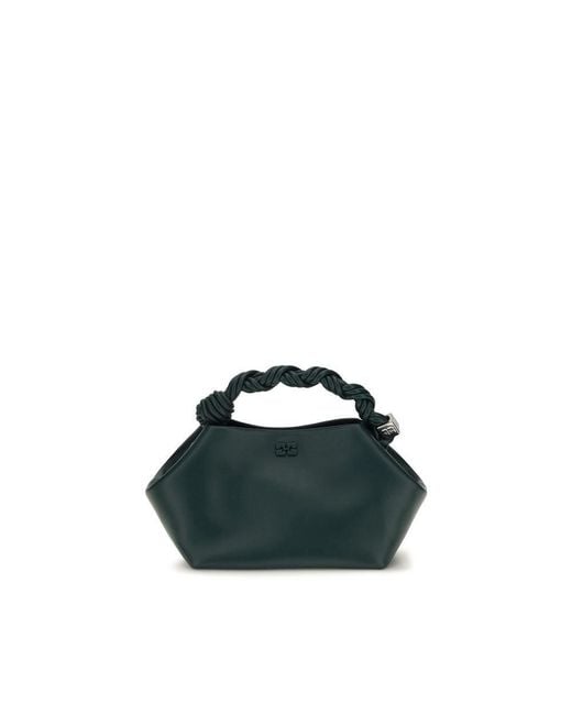 Ganni Blue Bicolor Recycled Leather Shoulder Bag