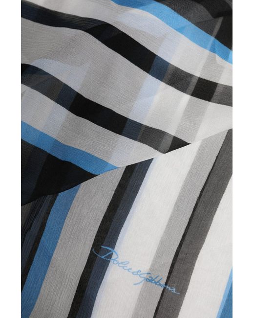 Dolce & Gabbana Blue Striped Neck Warmer Wrap Scarf for men