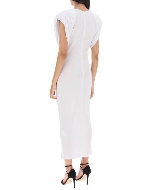 Wardrobe NYC White Midi Sheath Dress With Structured Shoulders