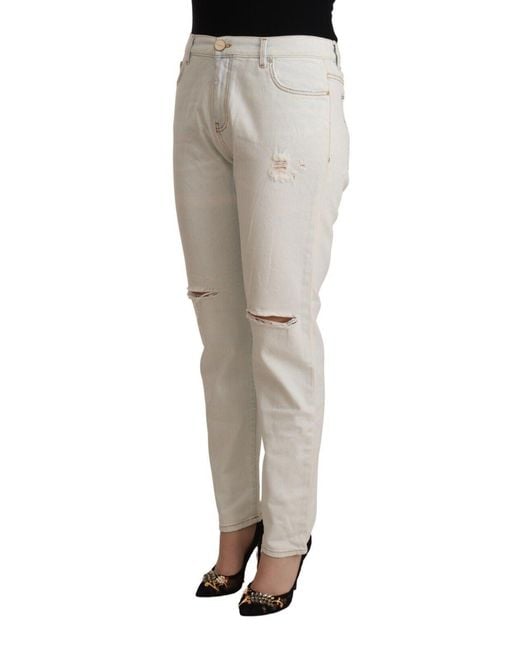 Pinko White Mid Waist Skinny Denim Jeans