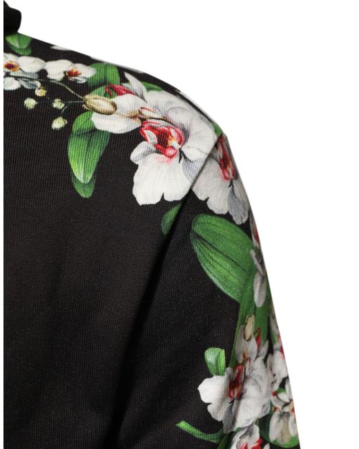 Dolce & Gabbana King Black Orchid Floral Crown Logo Hoodie Sweater for men