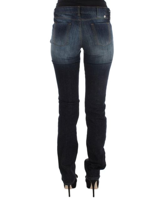 CoSTUME NATIONAL Cotton Slim Fit Bootcut Jeans Blue Sig30198