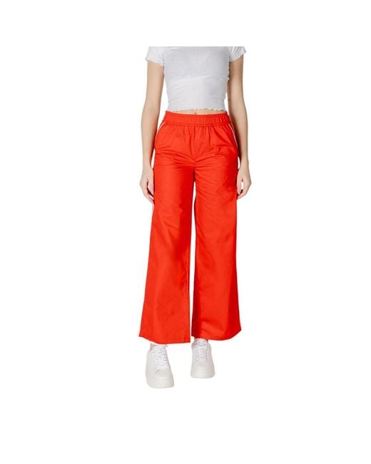 ONLY Red Cotton Casual Pants