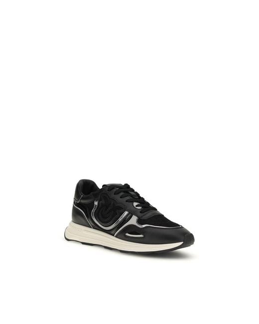 Pinko Black Calf Leather Bos Taurus Athletic Sneakers