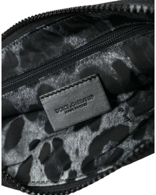 Dolce & Gabbana Black Elite Nylon & Leather Pouch With Logo Detail