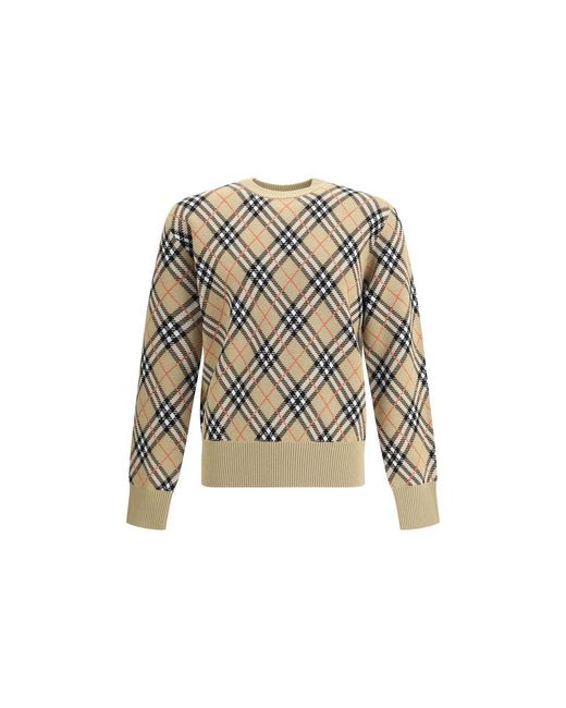 Burberry White Archive Check Wool Sweate for men