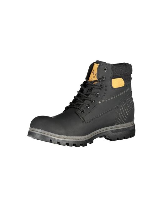 Carrera Black Sleek Laced Boots With Contrast Accents for men