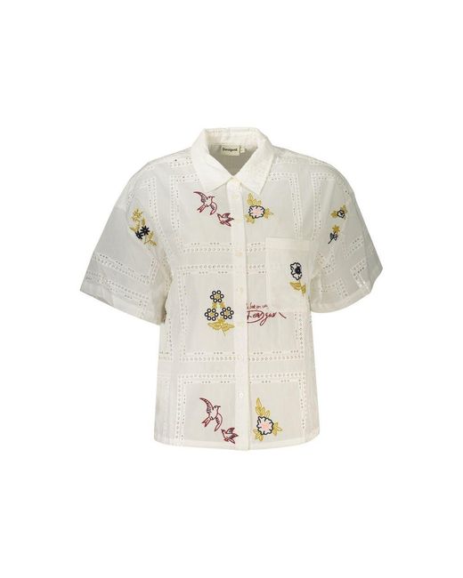 Desigual Metallic White Polyester 's Shirt