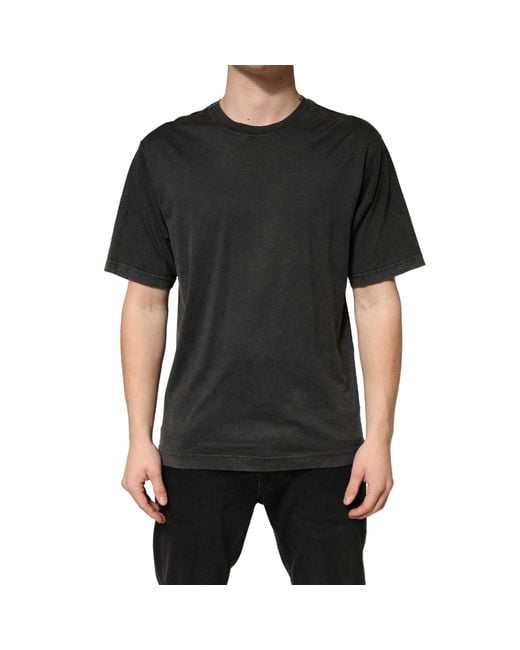 Dolce & Gabbana Black Cotton Crewneck Short Sleeve T-Shirt for men