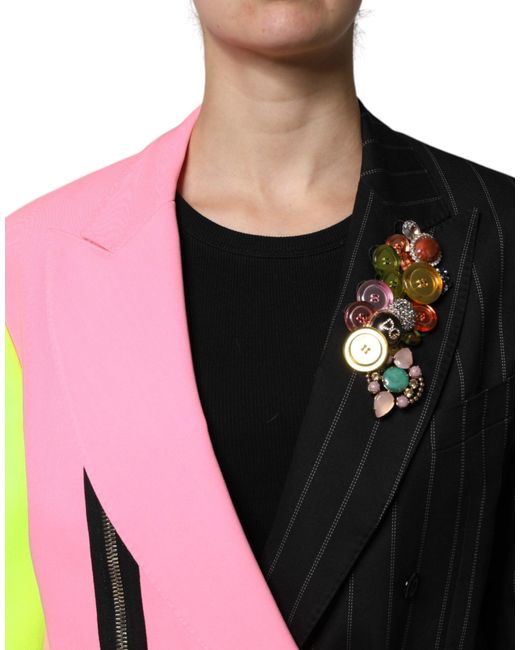 Dolce & Gabbana Pink Patchwork Embellished Coat Jacket for men