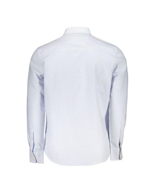 North Sails Blue Azzurro Cotton Men Shirt With Long Sleeves And Button for men