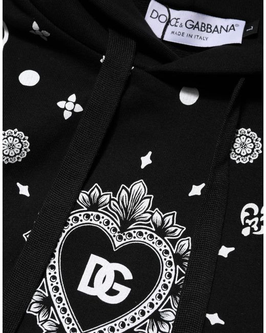Dolce & Gabbana Black Bandana Hooded Men Sweatshirt Sweater for men