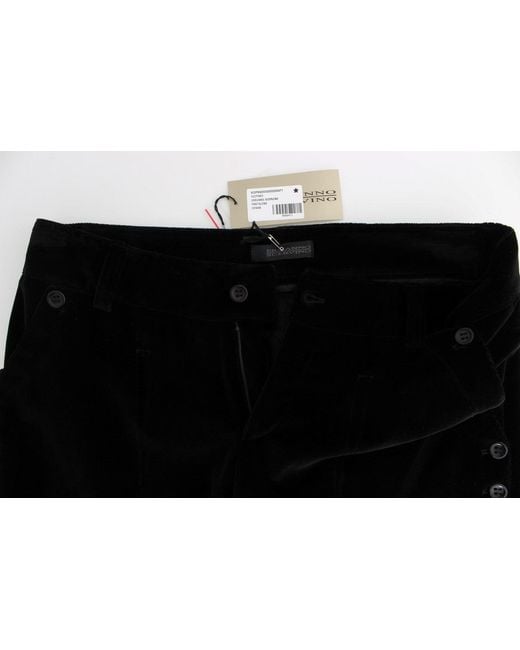 Ermanno Scervino Black Velvet Cotton Straight Legs Pants
