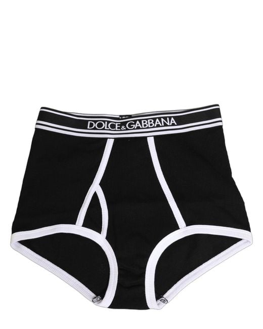 Dolce & Gabbana Black White Logo Waistband Coulotte Panty Underwear