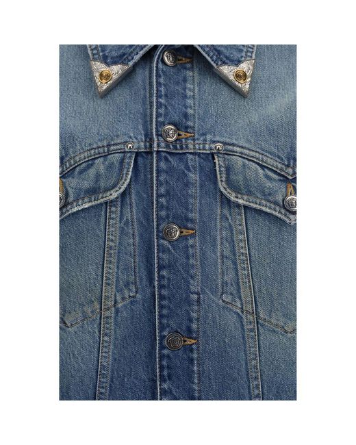 Versace Blue Cotton Denim Jacket for men
