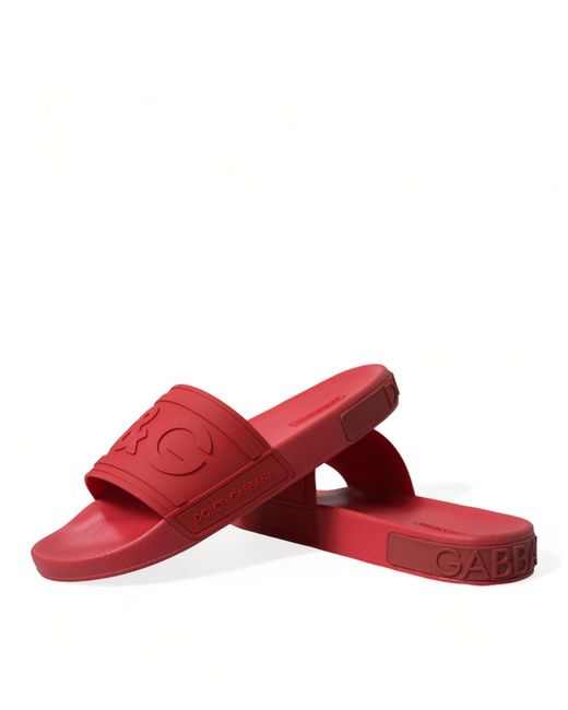 Dolce & Gabbana Red Rubber Sandals Slippers Beachwear Shoes for men