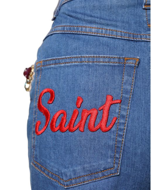Dolce & Gabbana Blue Cotton Embellished Bermudadenim Shorts