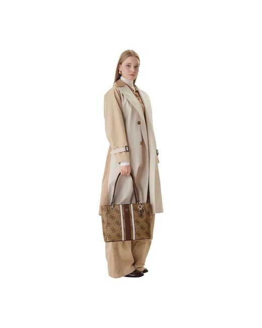 Guess Brown Bicolor Polyethylene Handbag