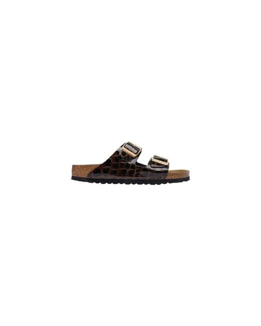 Birkenstock Black Leather Flat Sandals