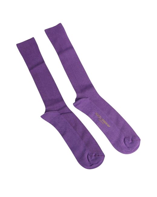 Dolce & Gabbana Purple Cotton Logo Over The Calf Socks for men