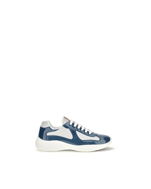 Prada Blue Calf Leather Bos Taurus Athletic Sneakers for men