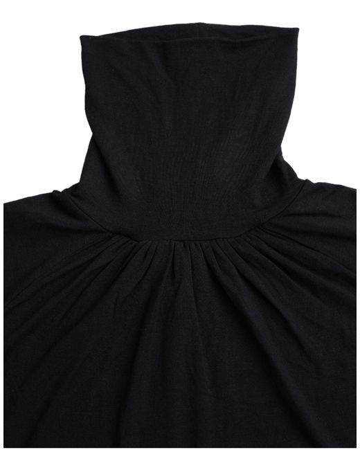 CoSTUME NATIONAL Black Turtleneck Viscose Short Sleeve Top