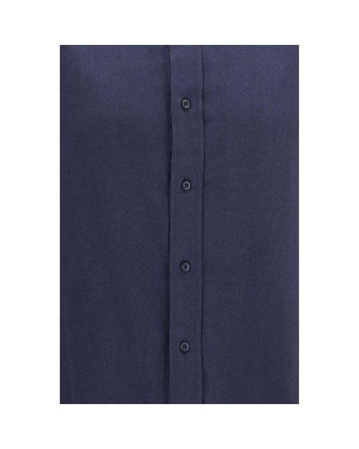 Brunello Cucinelli Blue Cotton Dress Shirt for men