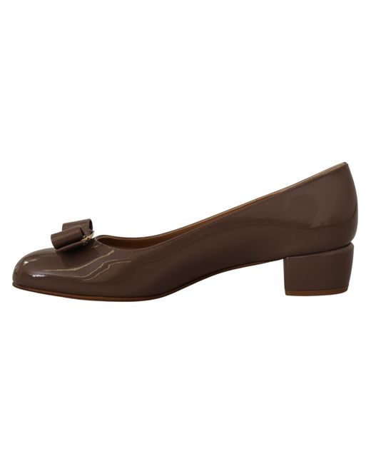 Ferragamo Brown Naplak Calf Leather Pumps Shoes