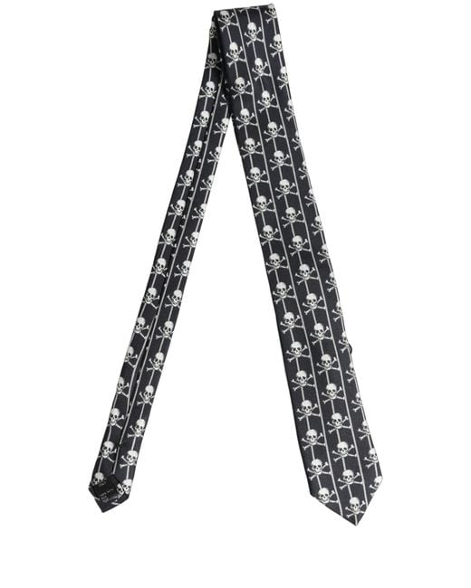 Dolce & Gabbana Men Black Silk Skull Fantasy Adjustable Tied Necktie Tie for men