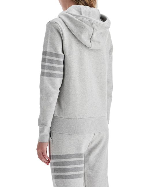 Thom Browne Gray 4-Bar Hoodie With Zipper And