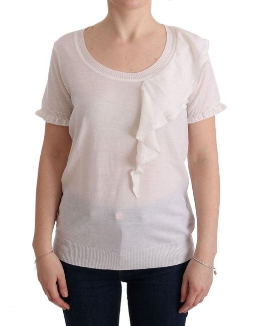Marghi Ló Gray White 100% Lana Wool Top Blouse T