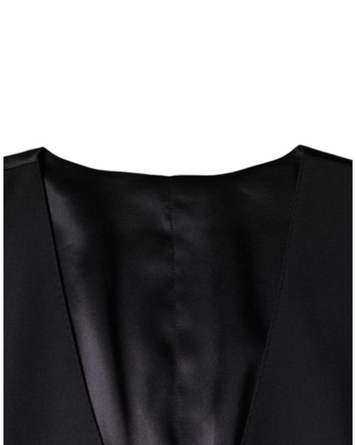 Dolce & Gabbana Black Wool Waistcoat Dress Formal Vest for men