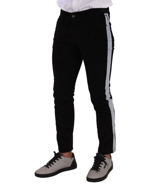 Dolce & Gabbana Black Elegant Slim-Fit Cotton Jeans for men
