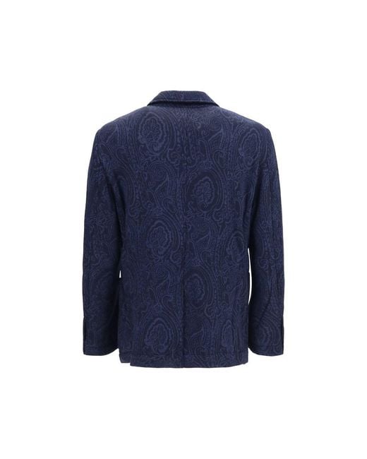 Etro Blue Wool Oves Aries Jacket for men