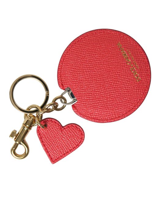 Dolce & Gabbana Red Elegant Leather Keychain With Accents