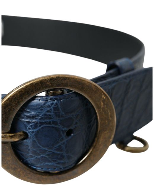 Dolce & Gabbana Blue Elegant Italian Leather Belt With Metal Buckle for men