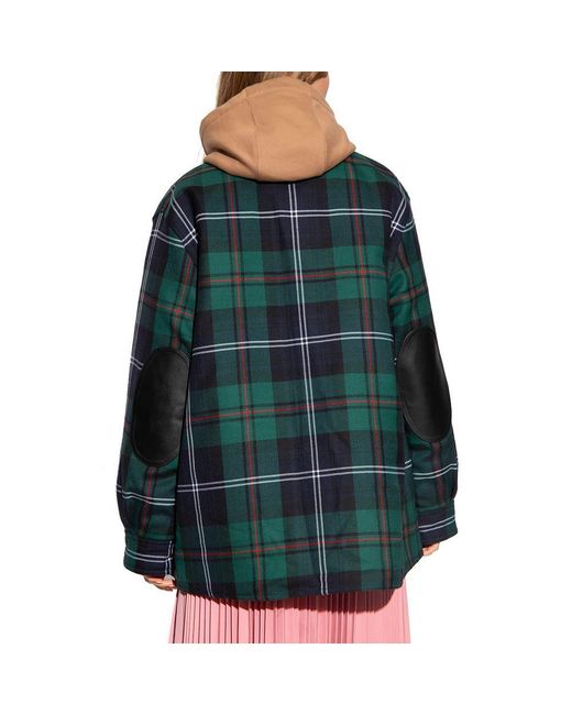 Burberry Green Bicolor Wool Biker Jacket