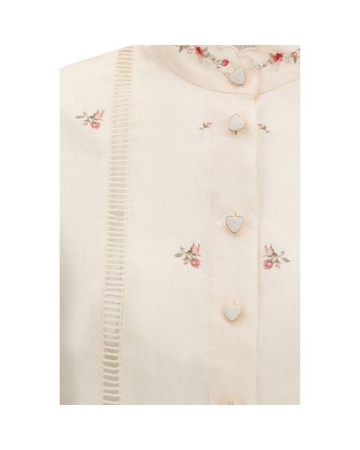 Zimmermann Natural Beige Linen Pattern Shirt