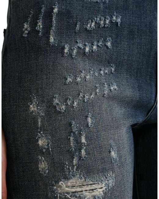 Dolce & Gabbana Dark Blue Distressed Grace Skinny Denim Jeans