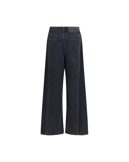 MM6 by Maison Margiela Blue Black Cotton Relaxed Fit Jeans