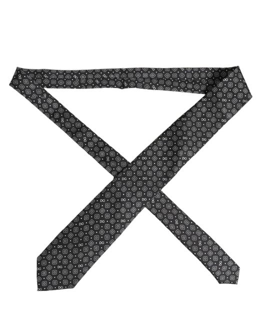 Dolce & Gabbana Men Black Dg Logo 100% Silk Adjustable Tied Necktie Tie for men