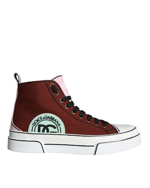 Dolce & Gabbana Brown Patchwork High Top Sneaker Shoes for men