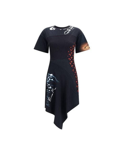 MARINE SERRE Blue Black Cotton Casual Dress