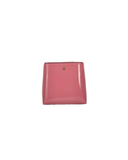 Tory Burch Red Patent Emerson Small Bucket Bag Purse