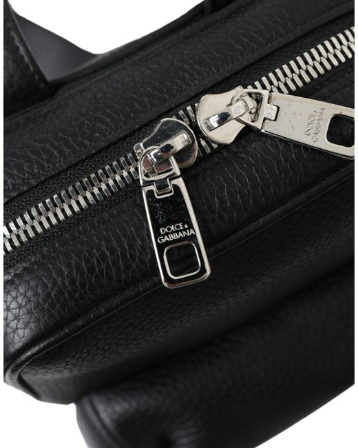 Dolce & Gabbana Black Calfskin Leather Logo Palermo Backpack Bag for men