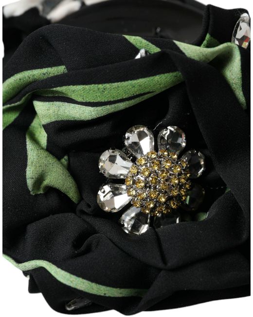 Dolce & Gabbana Black Multicolor Floral Crystal Hair Claw