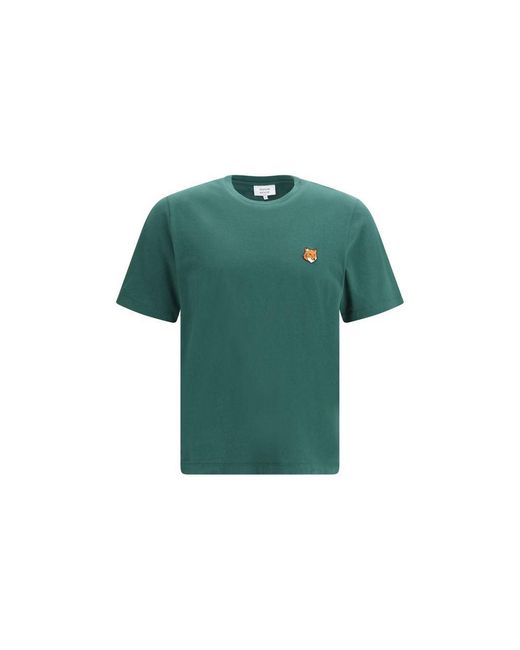 Maison Kitsuné Green Bicolor Cotton T for men