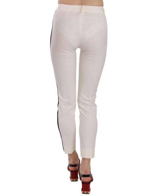 Dolce & Gabbana White Side Stripe Cropped Skinny Pants