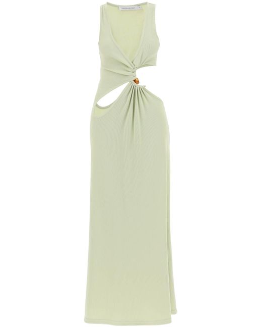 Christopher Esber White Long Dress With Cut Outs And Natural Stones