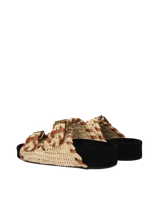 Isabel Marant Brown Beige Raffia Slippers Sandals